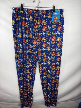 Halloween Lounge Pants Mens XL Pajamas PJs Spooky Pizza Ghost Crusters Blue NWT